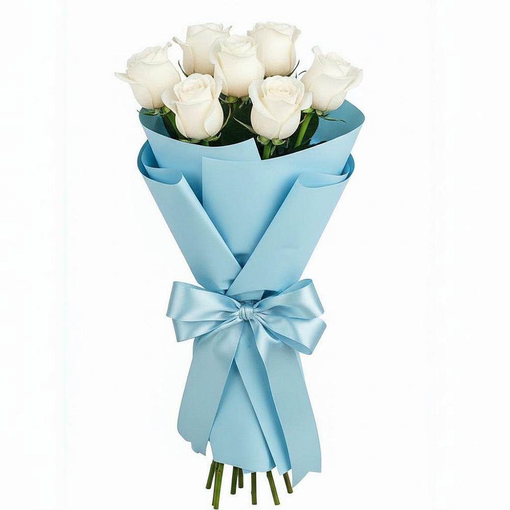 Букет 7 белых роз Проуд в Большой Вишере