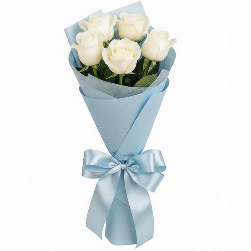 Букет 5 Белых роз Проуд в Большой Вишере