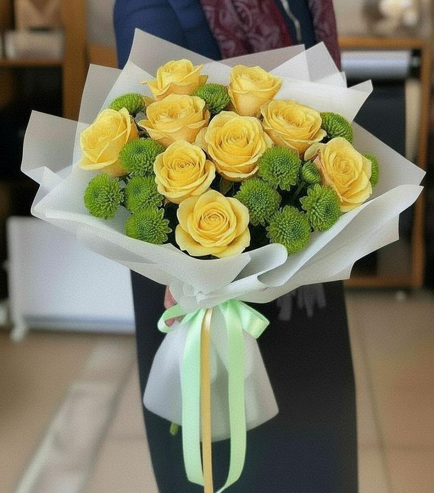 Букет цветов из: Хризантемы и Розы в Большой Вишере