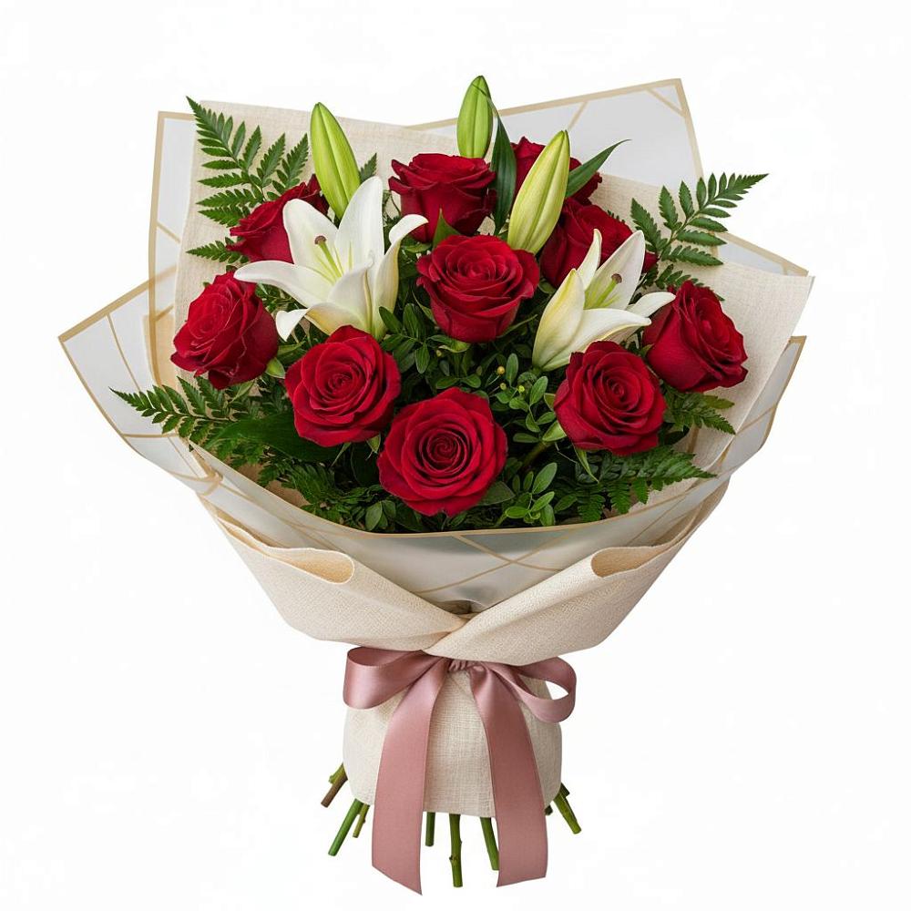 Букет цветов из: Лилии и Розы в Большой Вишере