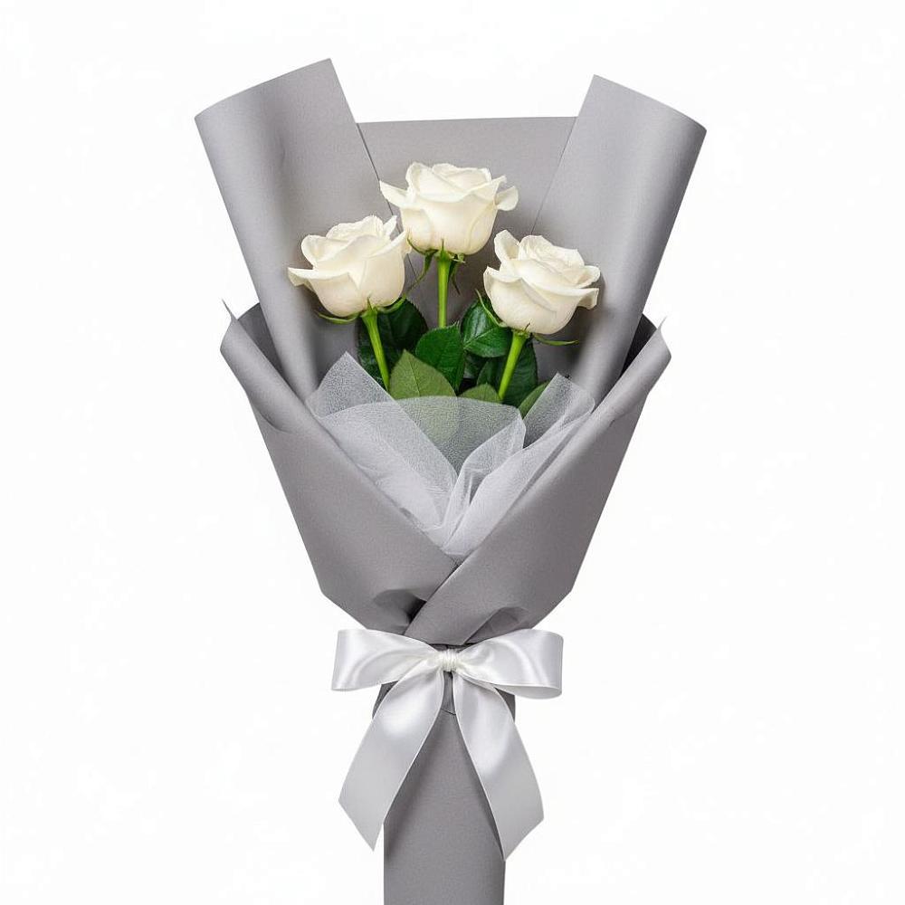 Букет 3 белые розы в Большой Вишере