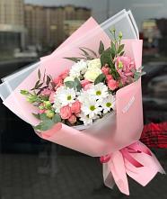 Букет цветов из:  Розы, Лизиантусы и Хризантемы в Большой Вишере