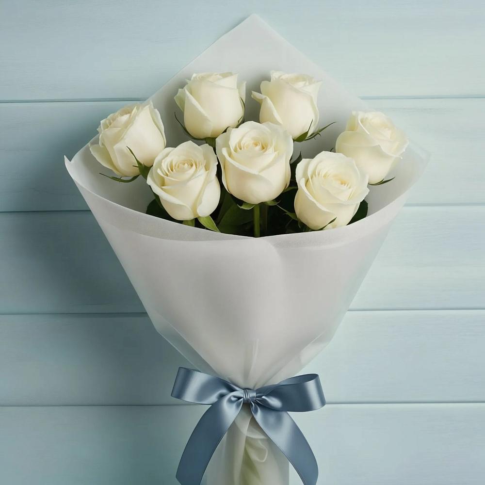 Букет 7 Белых роз Эдлесс Лав в Большой Вишере
